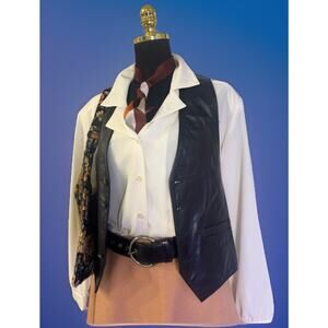 Da Rue Vintage Sheer Cream Blouse Shoulder Pads Vamp Office 80s/90s Boss Lady